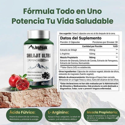 NivoPeak® Shilajit Puro El Potenciador Natural de Testosterona N°1